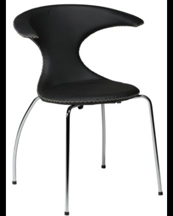 Flair Spisebordsstol Metal Læder H83 Krom Sort