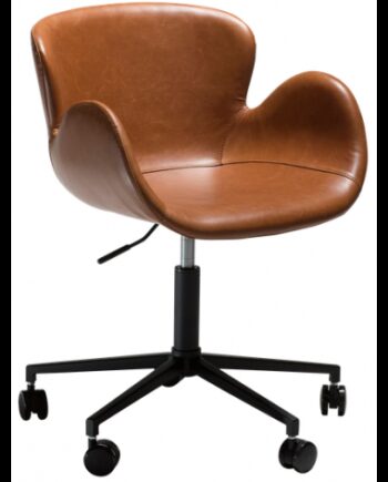 Gaia Kontorstol Metal Læder H75 Sort Vintage Lysebrun