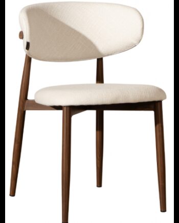 Lara Spisebordsstol Metal Linned H77 Valnød Off White