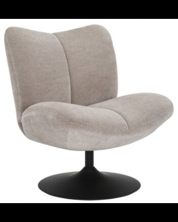 Lise Loungestol Med Drejefod Metal Chenille H83 Sort Taupe