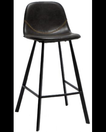 Logan Barstol Metal Vintage Læder H96 Sort Vintage Antracit