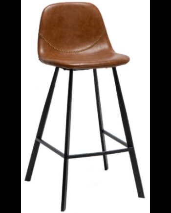 Logan Barstol Metal Vintage Læder H96 Sort Vintage Cognac