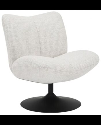 Moira Loungestol Med Drejefod Metal Polyester H83 Sort Beige