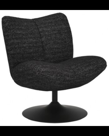 Moira Loungestol Med Drejefod Metal Polyester H83 Sort Meleret Sort