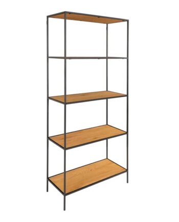 Reol Med Sort Ramme Egetrælook Hylder 80x36x170 3001105