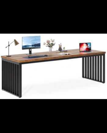 Skrivebord Metal Møbelplade 180 Sort Naturbrun