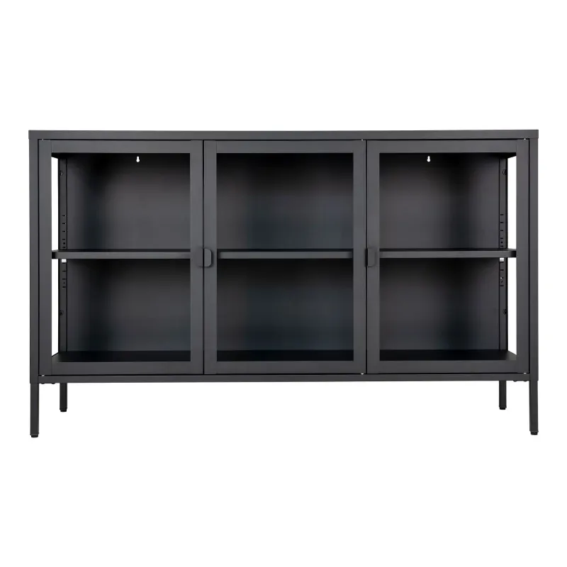 Vitrineskab Sort Med Glaslåger 40x140x85 3001050