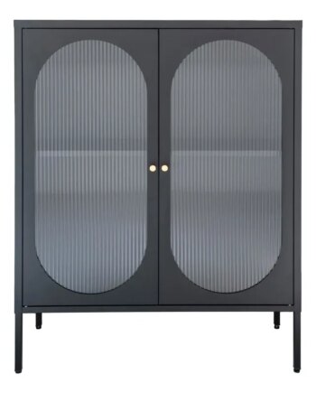 Vitrineskab Sort Med Riflet Glasdør 35x90x110 3001205