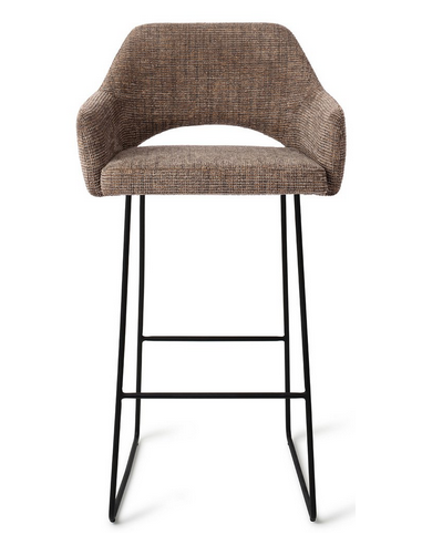 Yanai Barstol Metal Polyester H100 Sort Mørkebrun