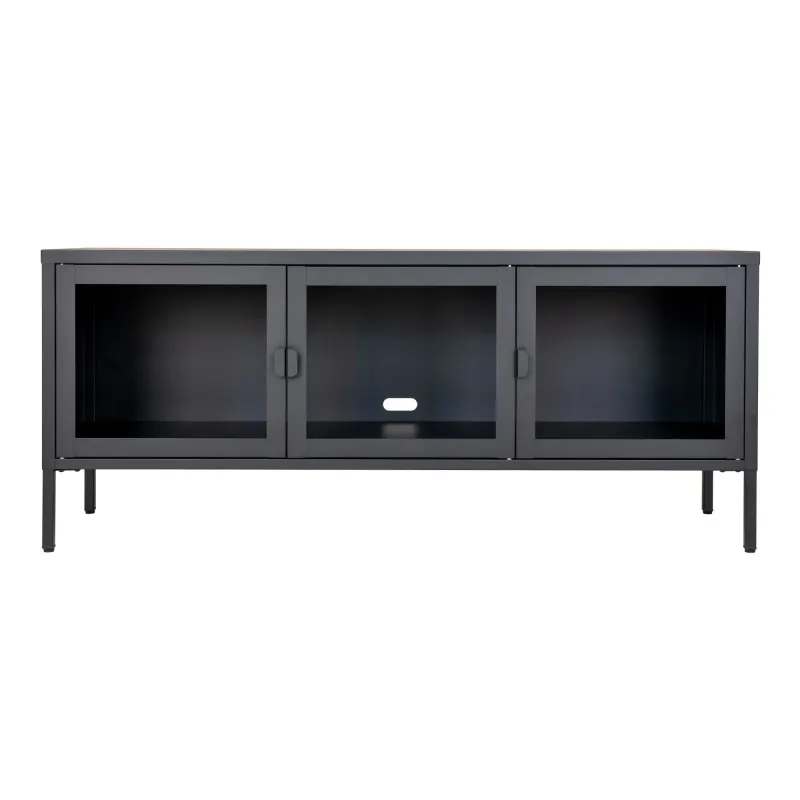Bænk Sort Med Glaslåger 40x130x55 3001055