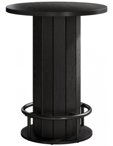 Barbord Træ Metal H100 ø80 Sort