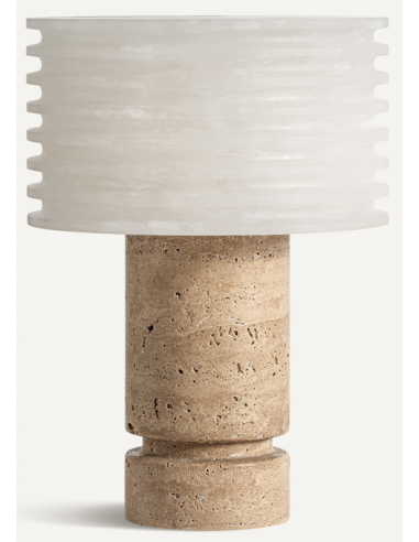 Bordlampe Travetin Keramik H31 E14 Travertin Hvid