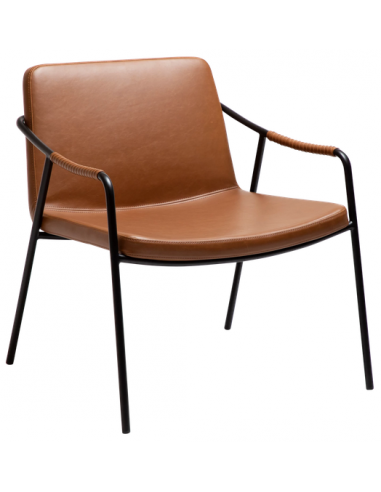 Boto Loungestol Metal Læder H71 Sort Vintage Lysebrun