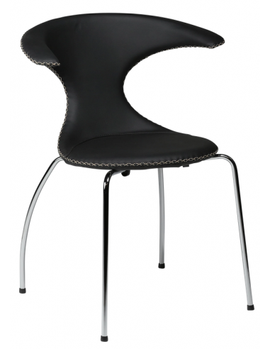 Flair Spisebordsstol Metal Læder H83 Krom Sort