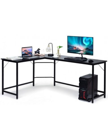 Hjørneskrivebord Metal Møbelplade 168 125 Sort