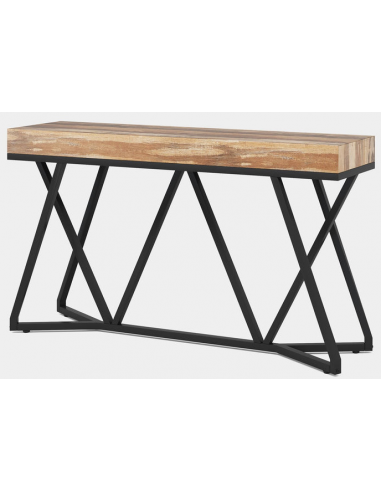 Konsolbord Metal Møbelplade 140 Sort Naturbrun