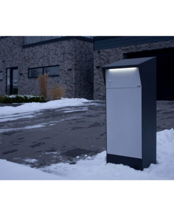 Allux Bjørn Pakkepostkasse Med Led Sort Med Alufarvet Front