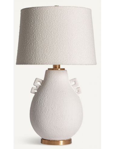 Bordlampe Keramik Polyester H81 Antik Messing Cremehvid