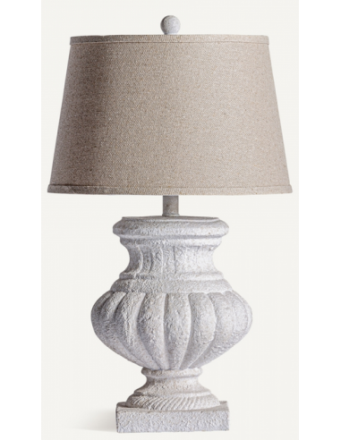Bordlampe Polyresin Linned H65 Antik Hvid Beige