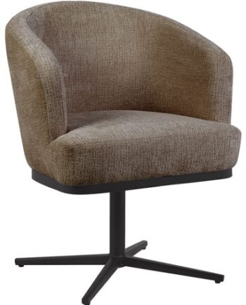 Cannes Spisebordsstol Med Drejefod Stål Chenille H83 Sort Taupe