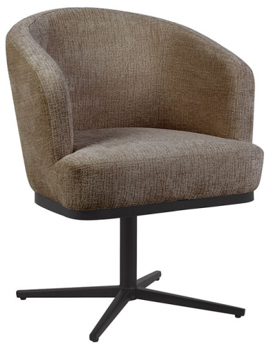Cannes Spisebordsstol Med Drejefod Stål Chenille H83 Sort Taupe