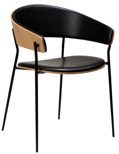 Crib Spisebordsstol Metal Finr Læder H78 Sort