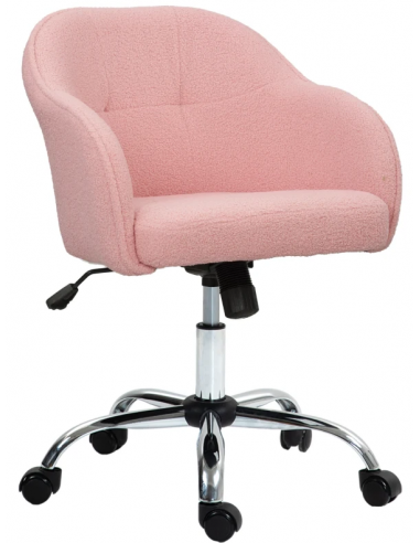 Kontorstol Teddyplys Polyester H76 Krom Rosa