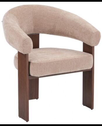 Liva Spisebordsstol Med Armlæn Metal Velour H81 Træbrun Beige