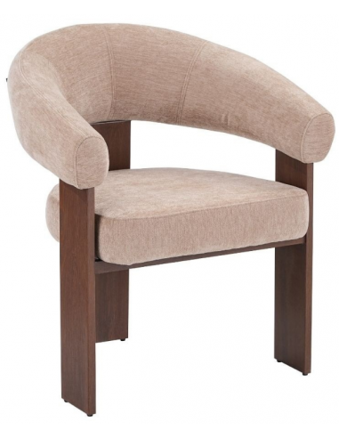 Liva Spisebordsstol Med Armlæn Metal Velour H81 Træbrun Beige