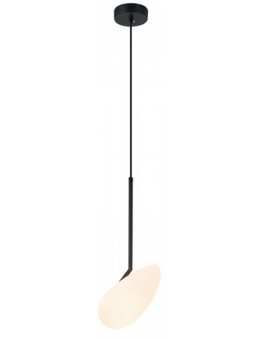 Loftlampe Aluminium Glas Led Sort Opalhvid