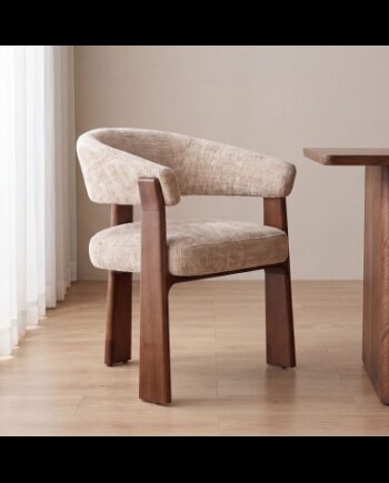 Nice Spisebordsstol Asktræ Chenille H81 Valnøddebrun Beige
