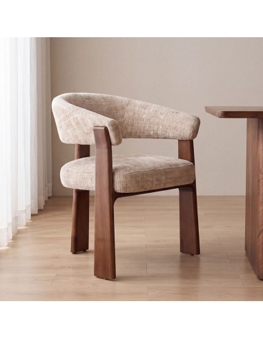 Nice Spisebordsstol Asktræ Chenille H81 Valnøddebrun Beige