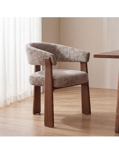 Nice Spisebordsstol Asktræ Chenille H81 Valnøddebrun Taupe