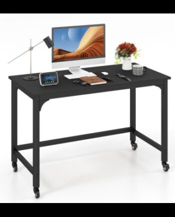 Skrivebord Hjul Metal Møbelplade 120 Sort Sort
