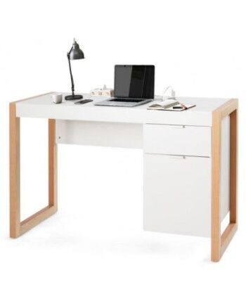 Skrivebord Træ Mdf 112 Hvid Natur