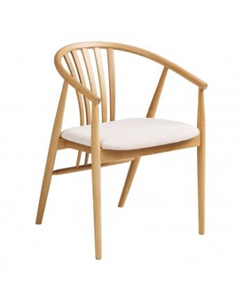 Spisebordsstol Med Armlæn Egetræ Polyester H78 Sand