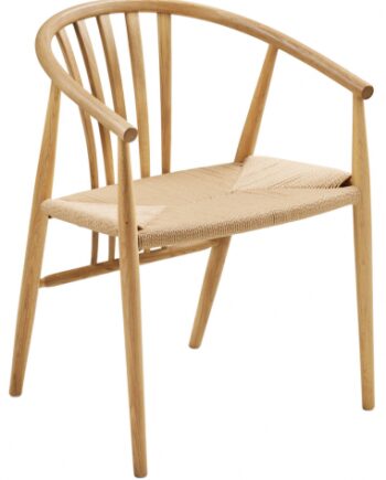 Spisebordsstol Med Armlæn Egetræ Rattanflet H78 Natur