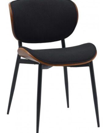 Spisebordsstol Metal Polyester H80 Sort Valnød