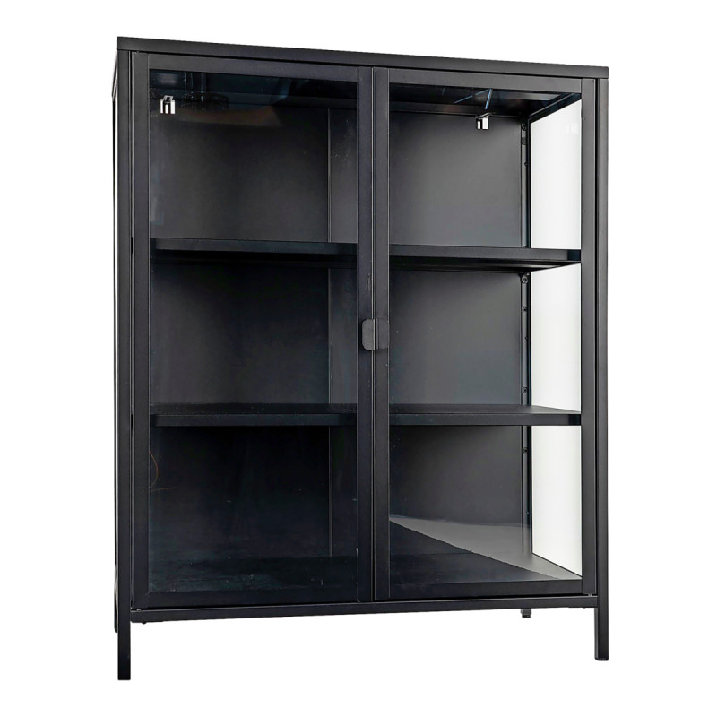 Vitrineskab Sort Med Glaslåger 40x80x101 3001045