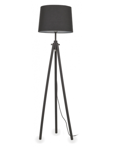York Gulvlampe Træ Tekstil H164 E27 Sort