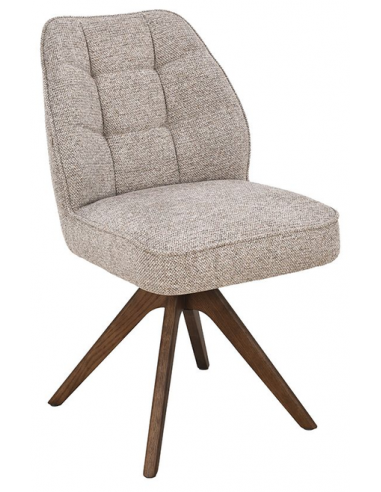 Yuto Spisebordsstol Med Drejefod Egetræ Polyester H83 Valnød Beige